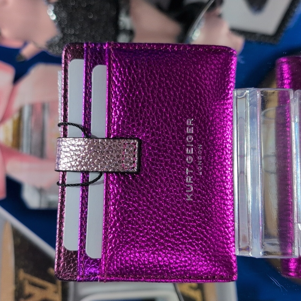 Kurt Geiger London Kensington Multi Card Holder In Metallic Fuchsia Leather❤️‍🔥 - Picture 7 of 9